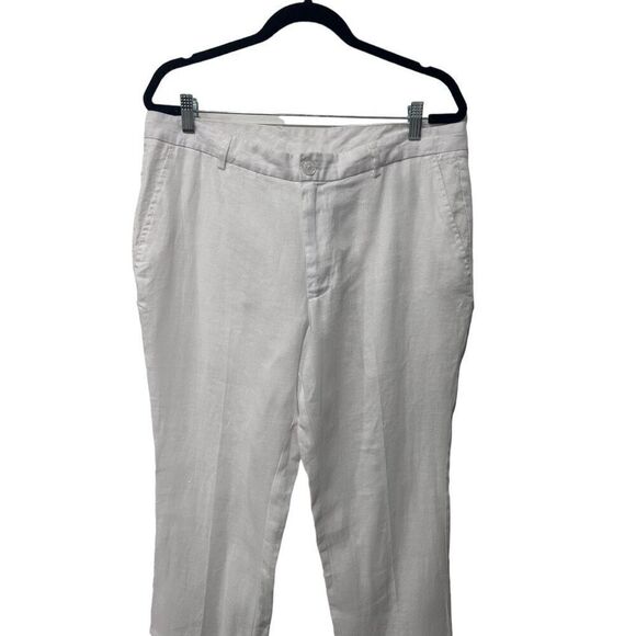 Tasso Elba White Linen Straight Men's Pants Size 34x32 Beachy Coastal Breathable - Picture 2 of 12